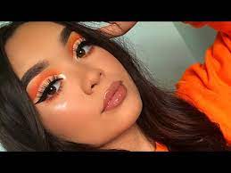 neon orange makeup look grwm you
