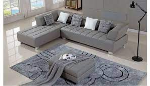 gray leather sectional with ottoman