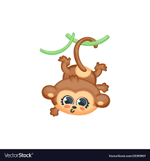 cute cartoon baby monkey hanging on