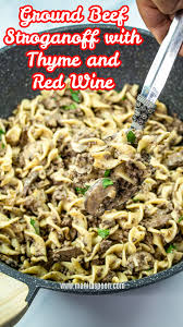 ground beef stroganoff with thyme and