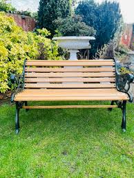 Fully Red Cast Iron Garden Bench