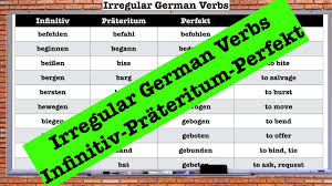 irregular german verbs list infinitiv