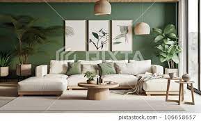 Green Living Room Interior Design With