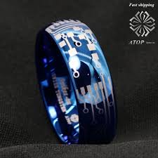 Us 11 99 8mm Shiny Blue Dome Tungsten Carbide Ring Laser Circuit Board Atop Mens Jewelry Free Shipping In Wedding Bands From Jewelry Accessories