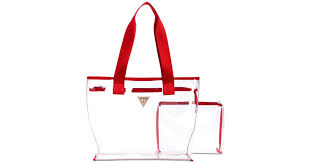 guess g vision clear tote in red lyst