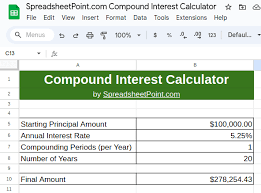 google sheets compound interest formula