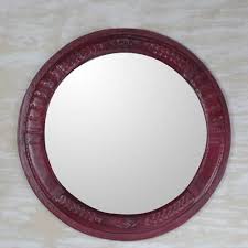 Handmade Round Leather Wall Mirror