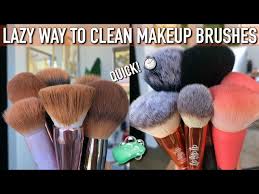 lazy quick way to clean makeup brushes