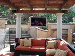 backyard patio designs outdoor tv