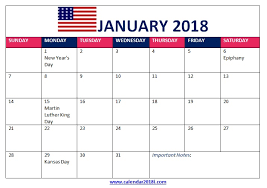 January 2018 Calendar With Holidays Latest Calendar