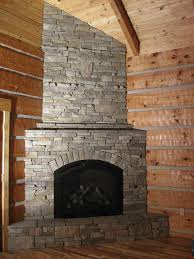 Corner Fireplace In Stack Stone Old