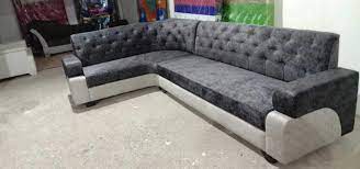 stylish grey and white l shape sofa set