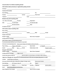 travel consent form for minor traveling