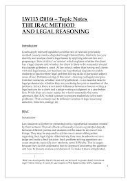 It functions as a methodology for legal analysis. Lw113 2016 The Irac Method And Legal Reasoning Docx Studocu