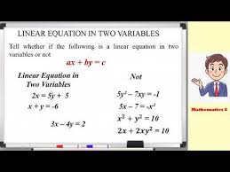 Linear Equation In Two Variables Part 1