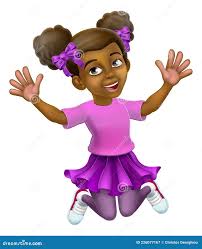 Joyeux Saut Fille Enfant Personnage De Dessin Animé Illustration de Vecteur  - Illustration du noir, saut: 226077167