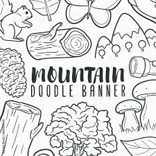mountain doodle banner icon nature