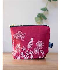 raspberry linen make up bag