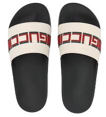 Details About New Gucci Mens Logo Off White Rubber Slides Sandals Flip Flops Shoes 7 G 7 5