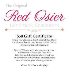 50 gift certificate the red osier
