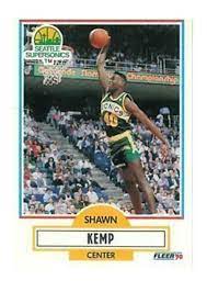 Shawn kemp bas certified bgs encased 6 from. 1990 1991 Fleer Shawn Kemp Seattle Supersonics 178 Basketball Card For Sale Online Ebay