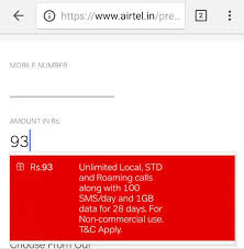 Airtel Rs 93 Recharge Now Offers Unlimited Calls 1gb Data