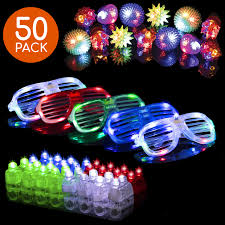 Led Glow Party Favors For Kids And Adults 50pk Light Up Glow In The Dark Party Supplies 32 Led Finger Lights 13 Glow Rings 5 Led Glasses Light Up Party Pack Chickadee Solutions