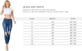 Expository Jean Waist Size Chart 2019