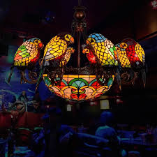 Creative 11 Light Parrot Shaped Stained Glass Bowl Chandeliers