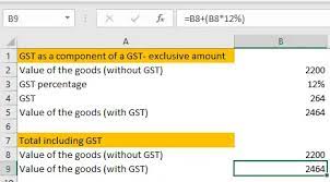 calculate gst in excel excel tutorial