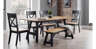 Check out our sets of 4 seater dining tables and create the perfect solution for your dining room. Hockley Dining Table 4 Chairs Bench In Black And Oak The Place For Homes
