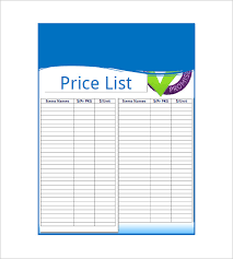 Price List Template 10 Free Sample Example Format Download