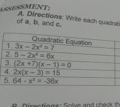 Write Each Quadratic Equation In