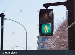 Japan Pedestrian Signal Pedestrian Signal Green Stock Photo