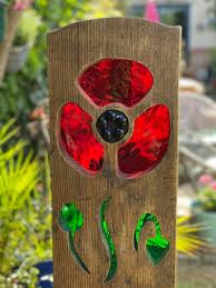 Poppy Garden Sculpture Stained Glass