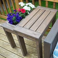 Outdoor End Table With Built In Planter