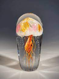 Glass Jellyfish Single Ruby Amber