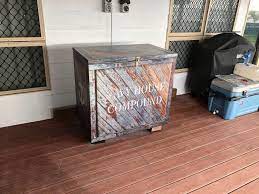 weathered painted wood crate chest
