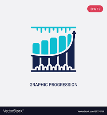 Two Color Graphic Progression Icon From Business