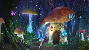 Magical fantasy fairy lights in enchanted forest with fog. Mushroom Forest Mindscape Studio Digital Art Fantasy Mythology Magical Fairies Artpal