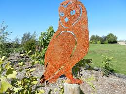 Rusty Metal Owl Garden Decor Owl
