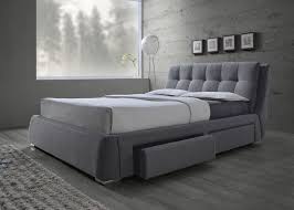 queen upholstered grey fabric bed frame