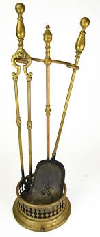 antique brass fireplace tools