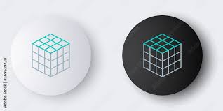 line rubik cube icon isolated on grey