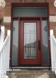 Burgundy Entry Door With Sidelights And