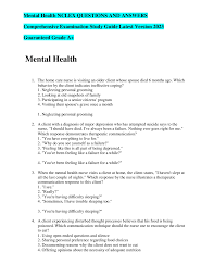 mental health nclex questions and