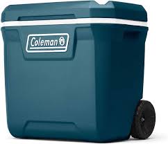 blue wheeled insulated chest cooler