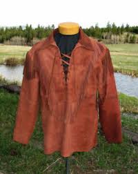 Our hondo shirt is a buckskin adaptation of this popular garment of the american old west, and is the only noticeable differences will be higher lacing at the neck opening, shorter fringe, and a more. Mens Western Jacket Fringe Mountain Buckskin Suede Leather Native American Shirt Ebay