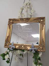mirror wedding welcome sign glass