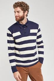 striped polo shirt thick rustic knit
